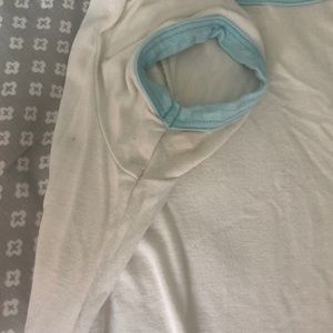 Wet Seal Tops - Babydoll White Blue Tee Wet Seal Tops - Babydoll White Blue Tee